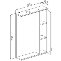 Dulap cu oglinda Bayro Premium 600x750 Right (White) Thumb