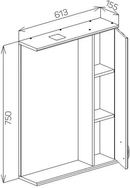 Dulap cu oglinda Bayro Premium 600x750 Right (White) - 6