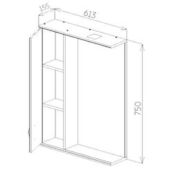 Dulap cu oglinda Bayro Tory 600 Left (White) Thumb
