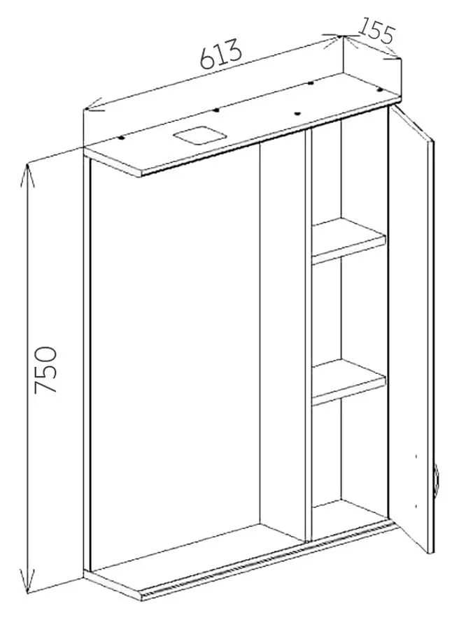 Dulap cu oglinda Bayro Tory 600 Right (White) - 4