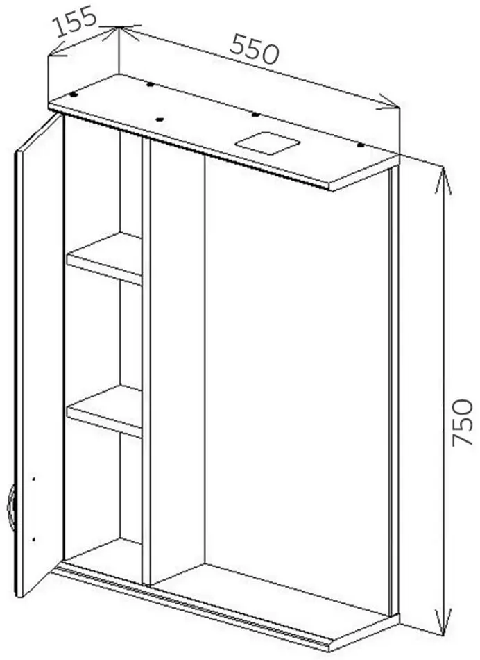 Dulap cu oglinda Bayro Verso 550x750 Left (White) - 5