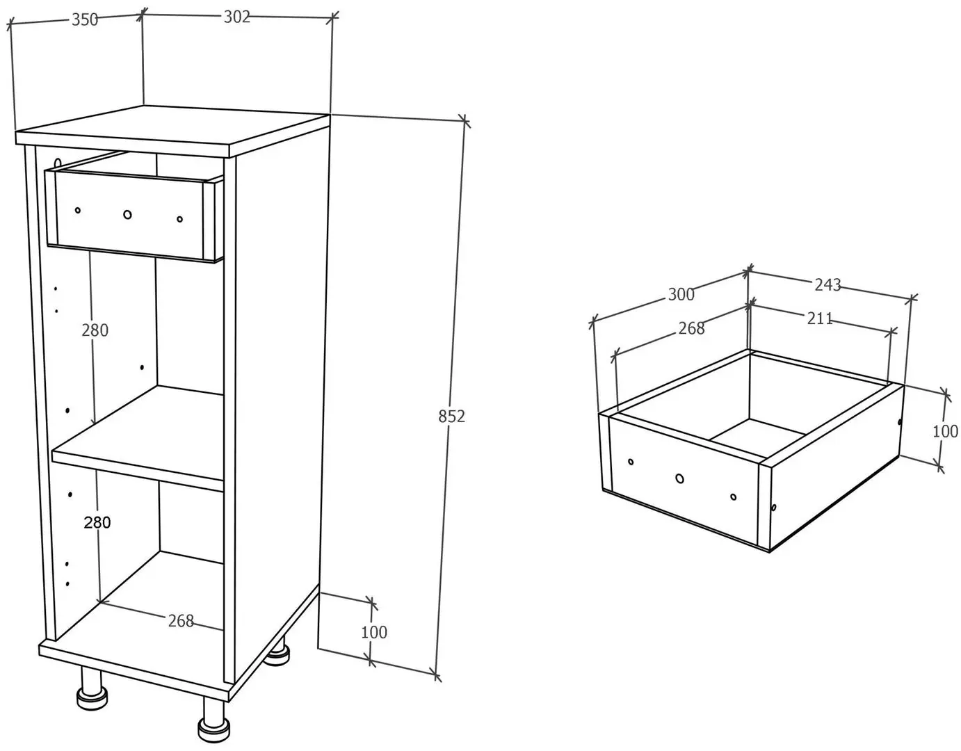 Dulap Haaus Zaria 1S1U (White/White Gloss)
