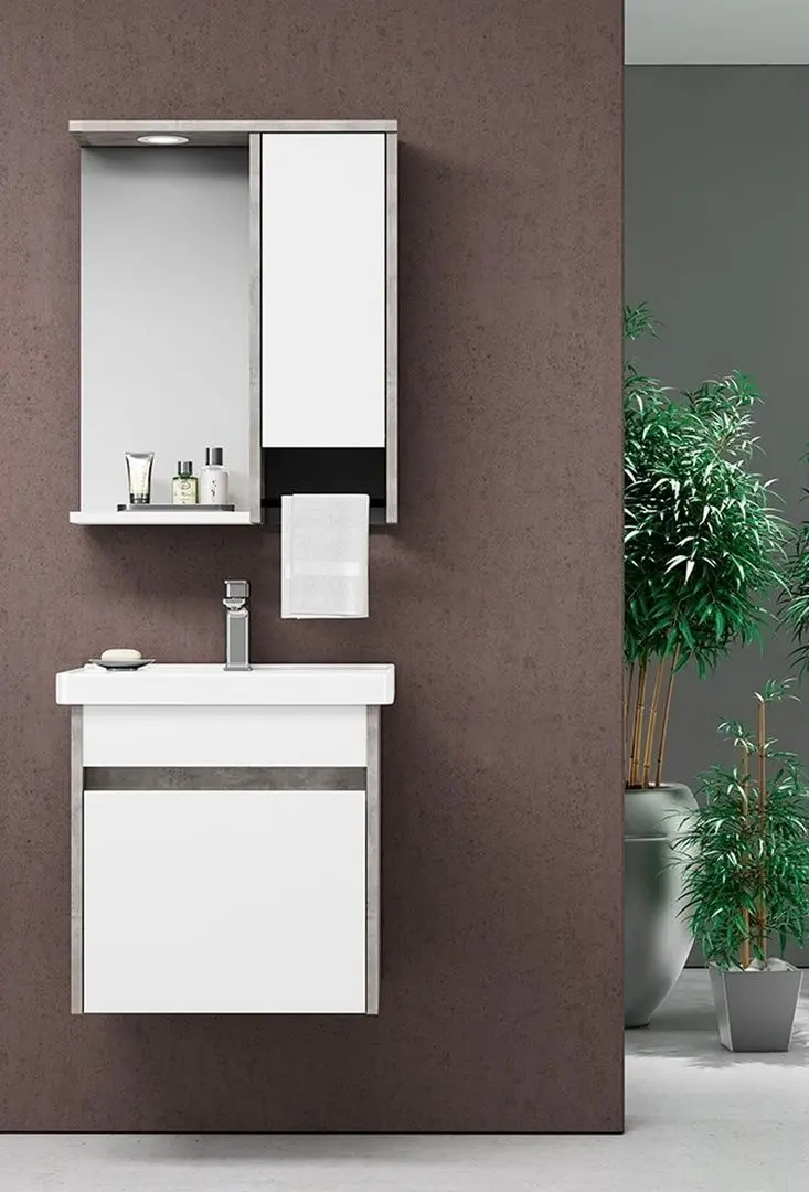 Dulap cu oglinda Orka Aydos 55 (Retro Silver/White)