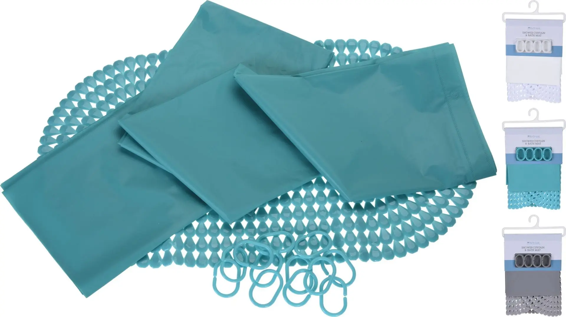 Набор штора для ванны и коврик Bathroom Solutions 39741 (Turquoise) - 2