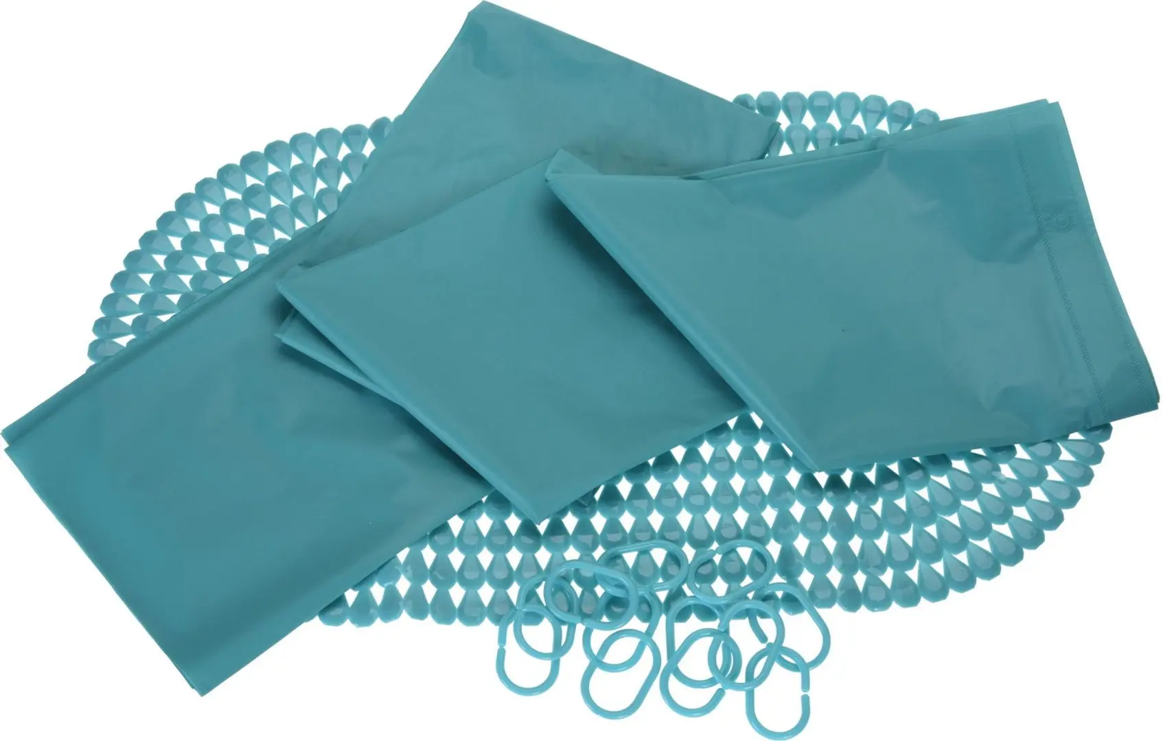 Набор штора для ванны и коврик Bathroom Solutions 39741 (Turquoise)