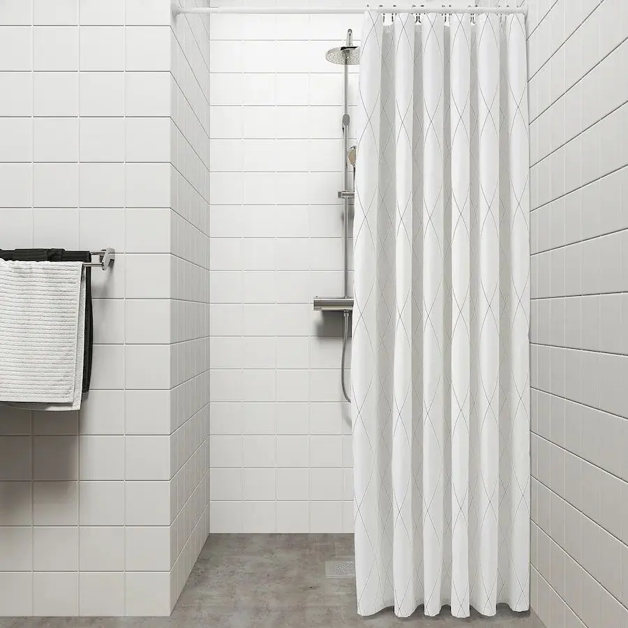 Perdea pentru cada Ikea Bastsjon180x200 (Alb/Gri) - 4