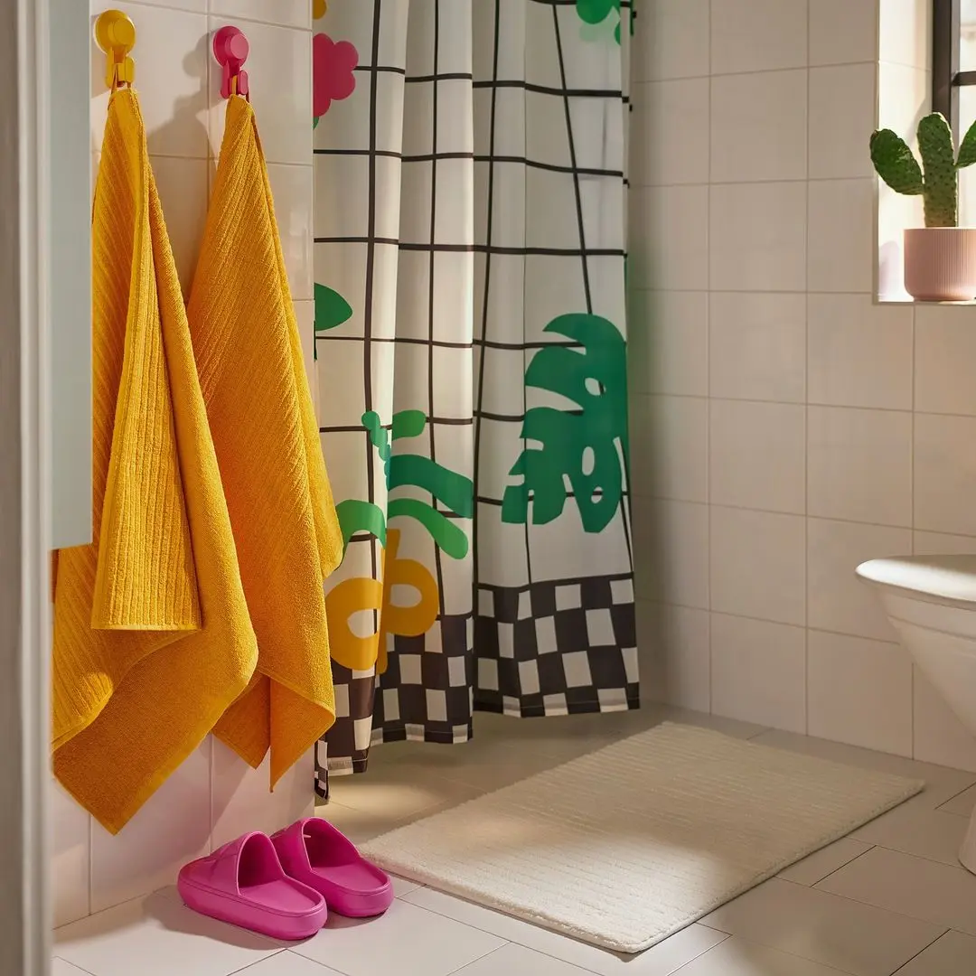 Perdea dus Ikea Snojonkvill 180x200 (Alb/Verde) - 2
