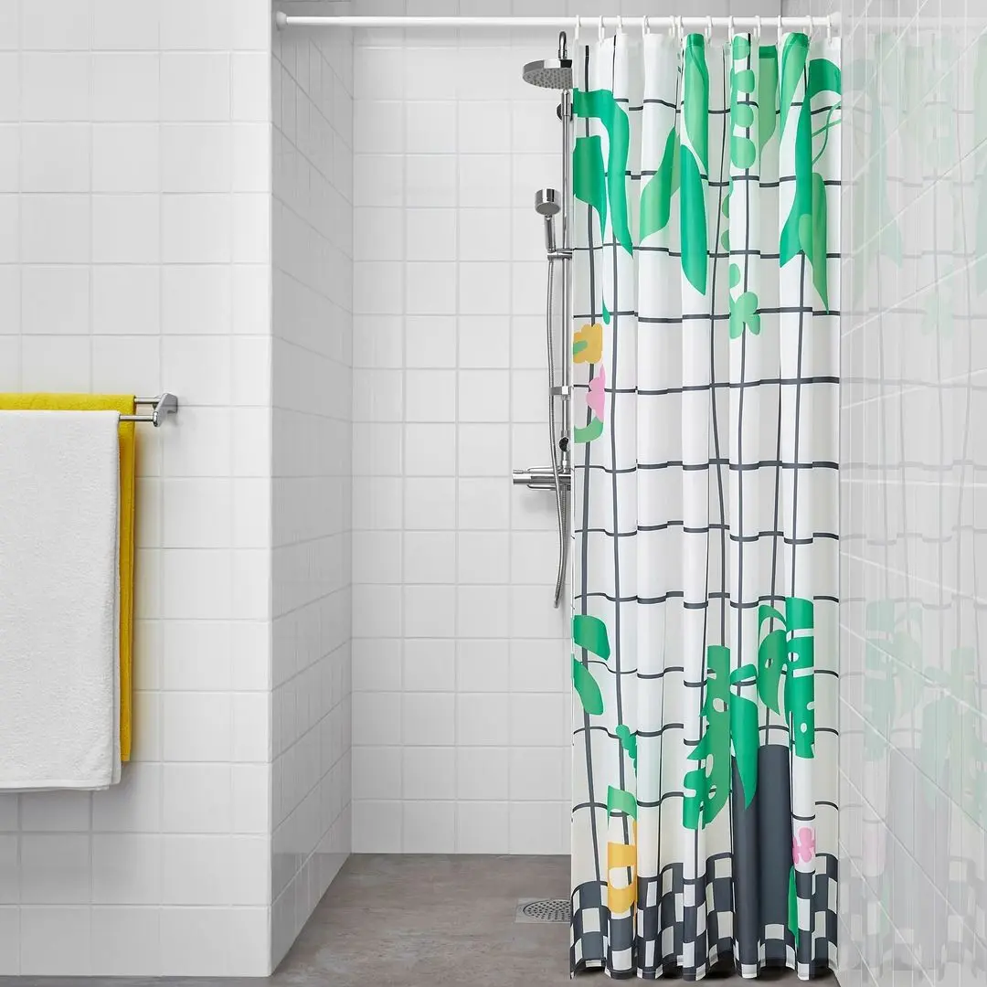 Perdea dus Ikea Snojonkvill 180x200 (Alb/Verde) - 3
