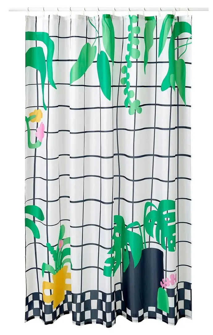 Perdea dus Ikea Snojonkvill 180x200 (Alb/Verde)