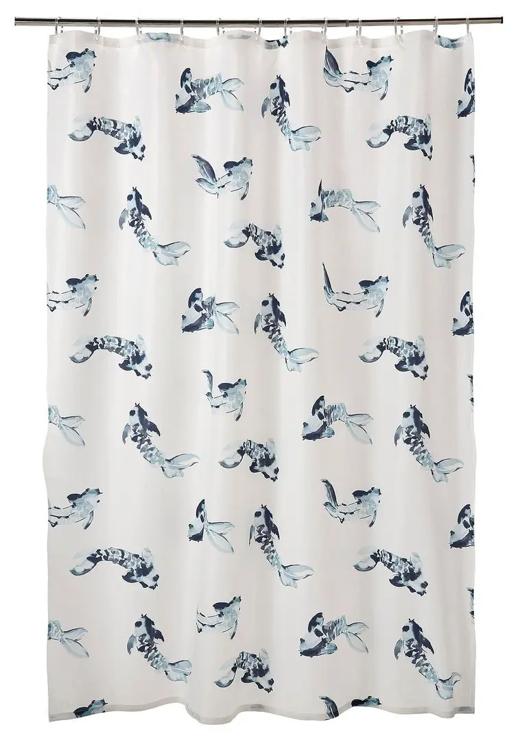 Штора для ванны Ikea Vattensjon 180x200 (Белый/Синий)