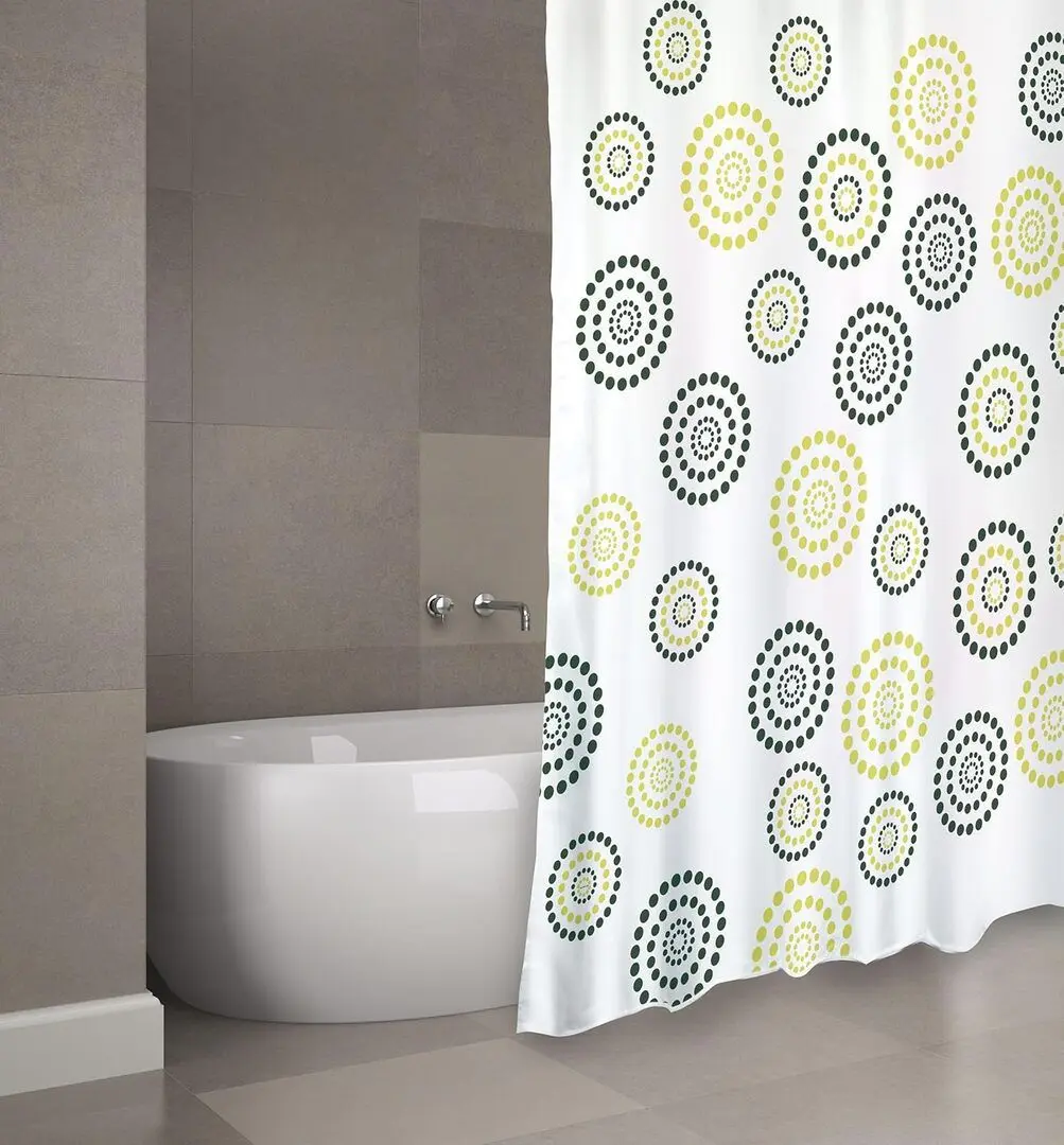 Perdea pentru cada MSV Premium Dots 180x200 (White/Green)