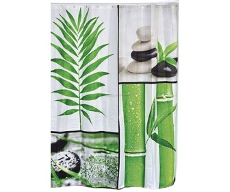 Perdea pentru cada Tendance Jungle 180X200 (White/Green)