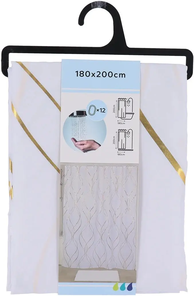Perdea pentru cada Tendance Epure 56221 180x200 (Gold/White) - 3