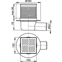 Rigola de dus Alcaplast APV1 105x105 (Grey/Inox) Thumb