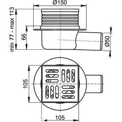 Rigola de dus Alcaplast APV26 105x105 (Grey/Inox) Thumb