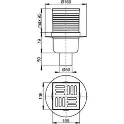 Душевой трап Alcaplast APV32 105x105 (Grey/Inox) Thumb