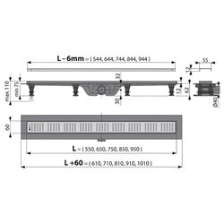 Душевой трап Alcaplast APZ10-550M 550x60 (Black) Thumb