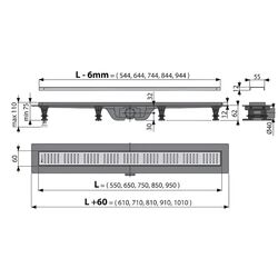 Душевой трап Alcaplast APZ10-650M 650x60 (Grey) Thumb