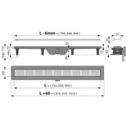 Душевой трап Alcaplast APZ10-750M 750х60 (Grey) Thumb