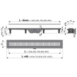 Душевой трап Alcaplast APZ10-850M 850M 850x60 (Grey) Thumb