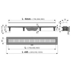 Душевой трап Alcaplast APZ10-950M 950х60 (Grey) Thumb