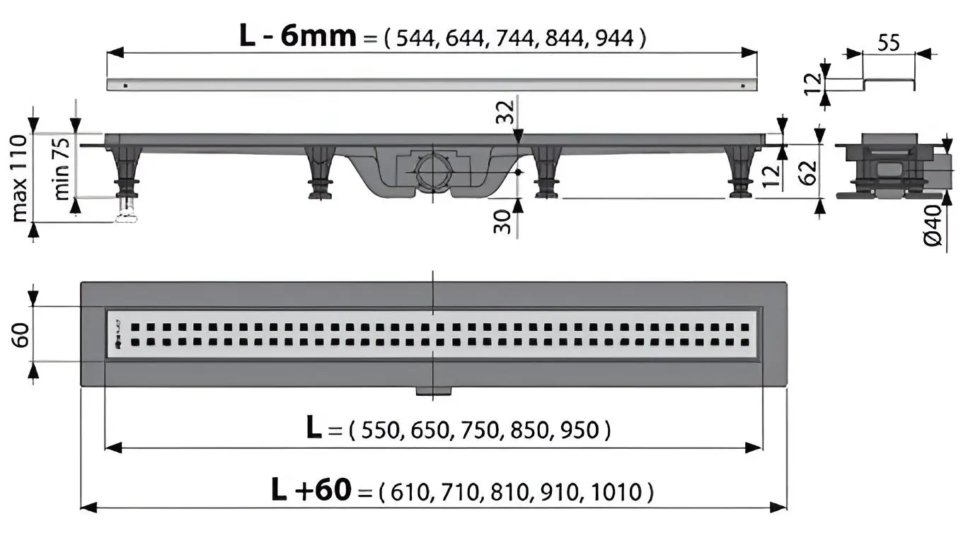 Душевой трап Alcaplast APZ9-750M (Inox) - 4