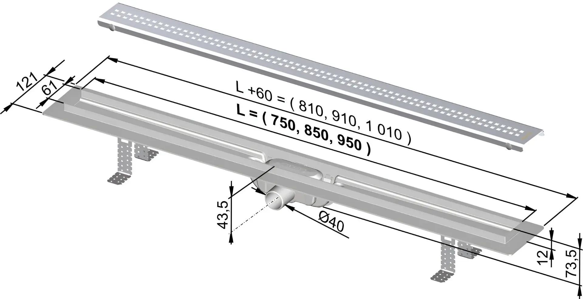 Душевой трап Alcaplast APZ9-950M (Inox) - 4