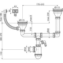 Сифон для двойной мойки Alcaplast A456P Thumb