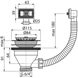 Сифон для кухонной мойки Alcaplast A38 Thumb