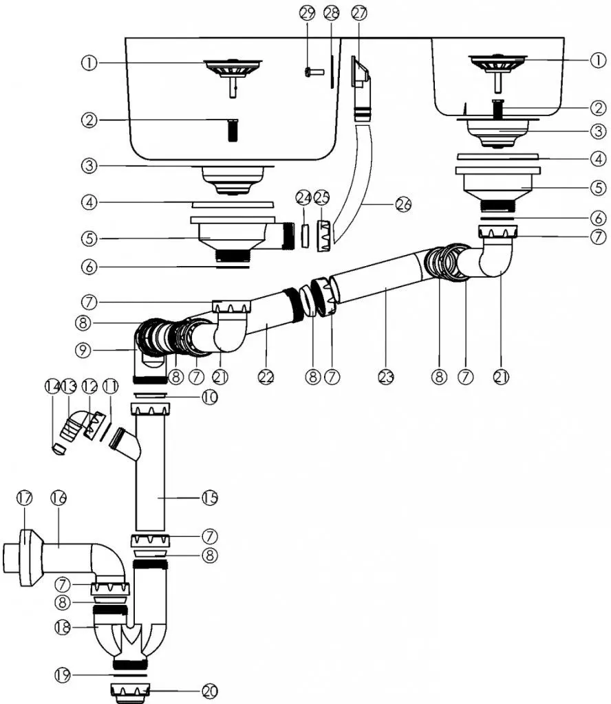 Сифон для кухонной мойки Asil TSF 12