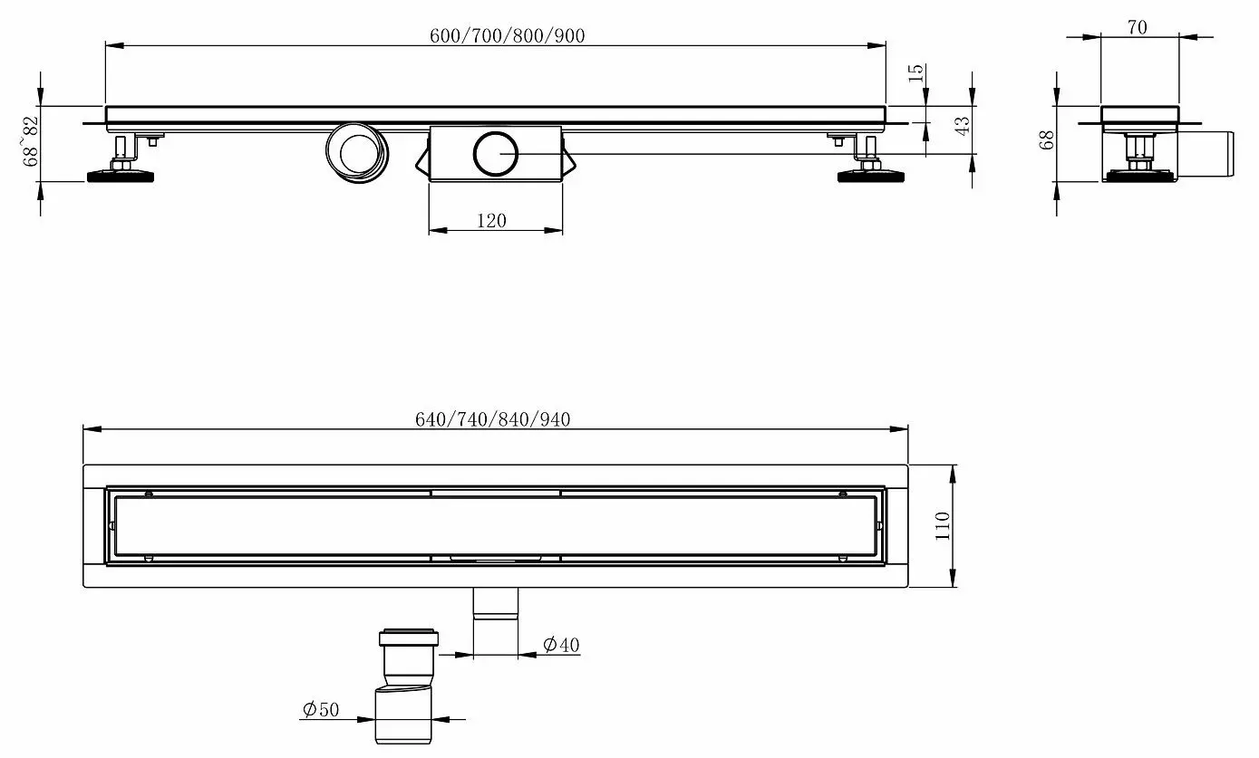 Душевой трап Imprese i-Flow D44700SB07 700x70 (Black)