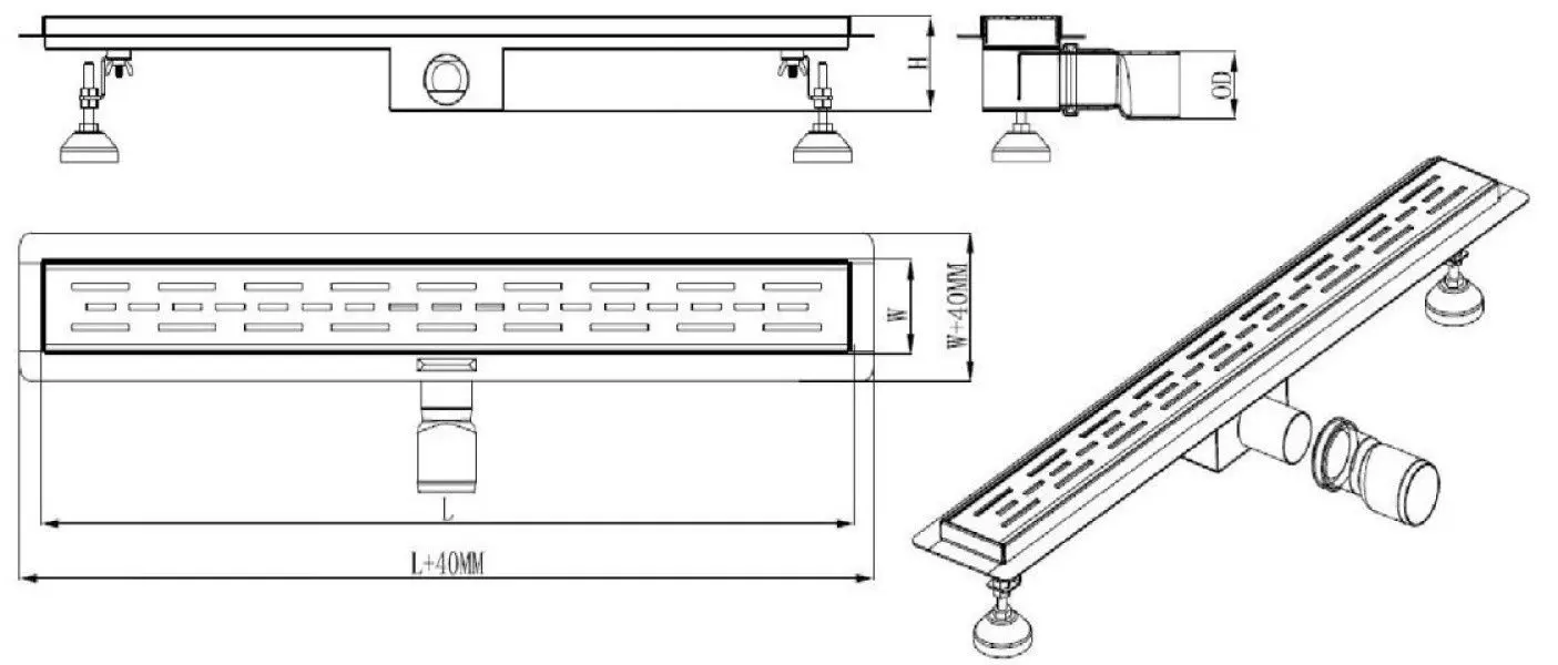 Душевой трап Mat eco G001-500 Lines 500x70 (Inox) - 5