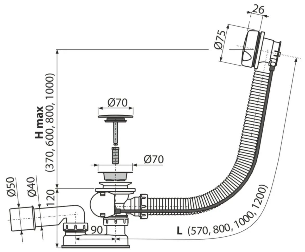 Sifon pentru cada de baie Polimat 6103064 (White)