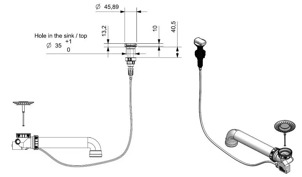 Sifon pentru chiuveta Reginox Pop-up R32428 (Inox)