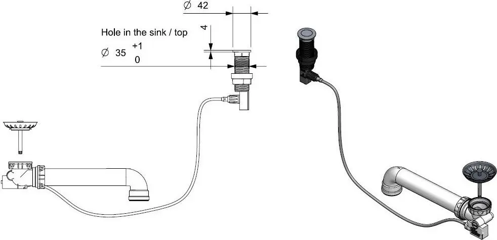 Сифон для мойки Reginox Push-Popup M1784 (Gun Metal)