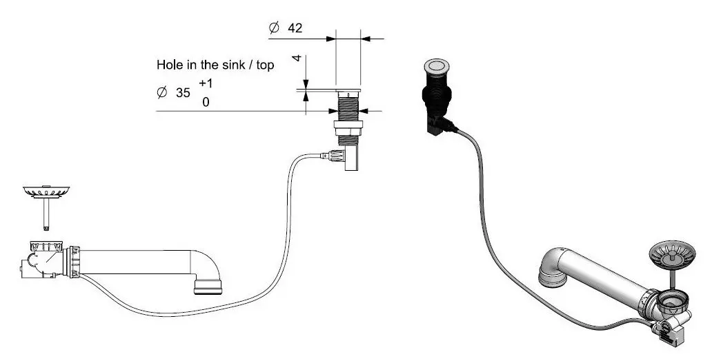 Sifon pentru chiuveta Reginox Push-Popup R35078 (Chrome)
