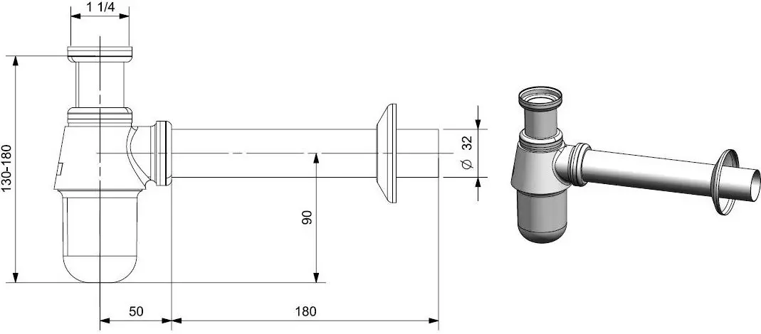 Sifon pentru chiuveta Reginox R18941 (Chrome)