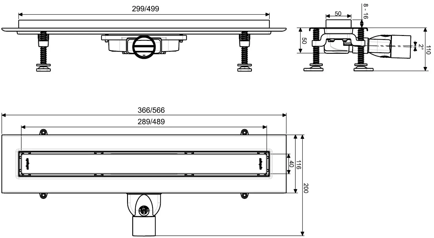Душевой трап Wirquin Venisio Slim 500mm (Black)