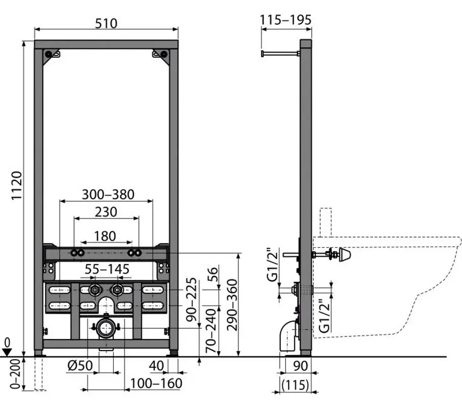 Инсталляция для биде Alcaplast A105/1120