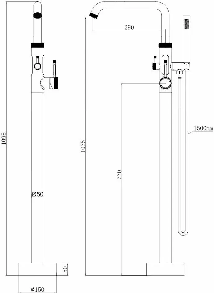 Смеситель для ванны Aifol Vela (Black Matte)