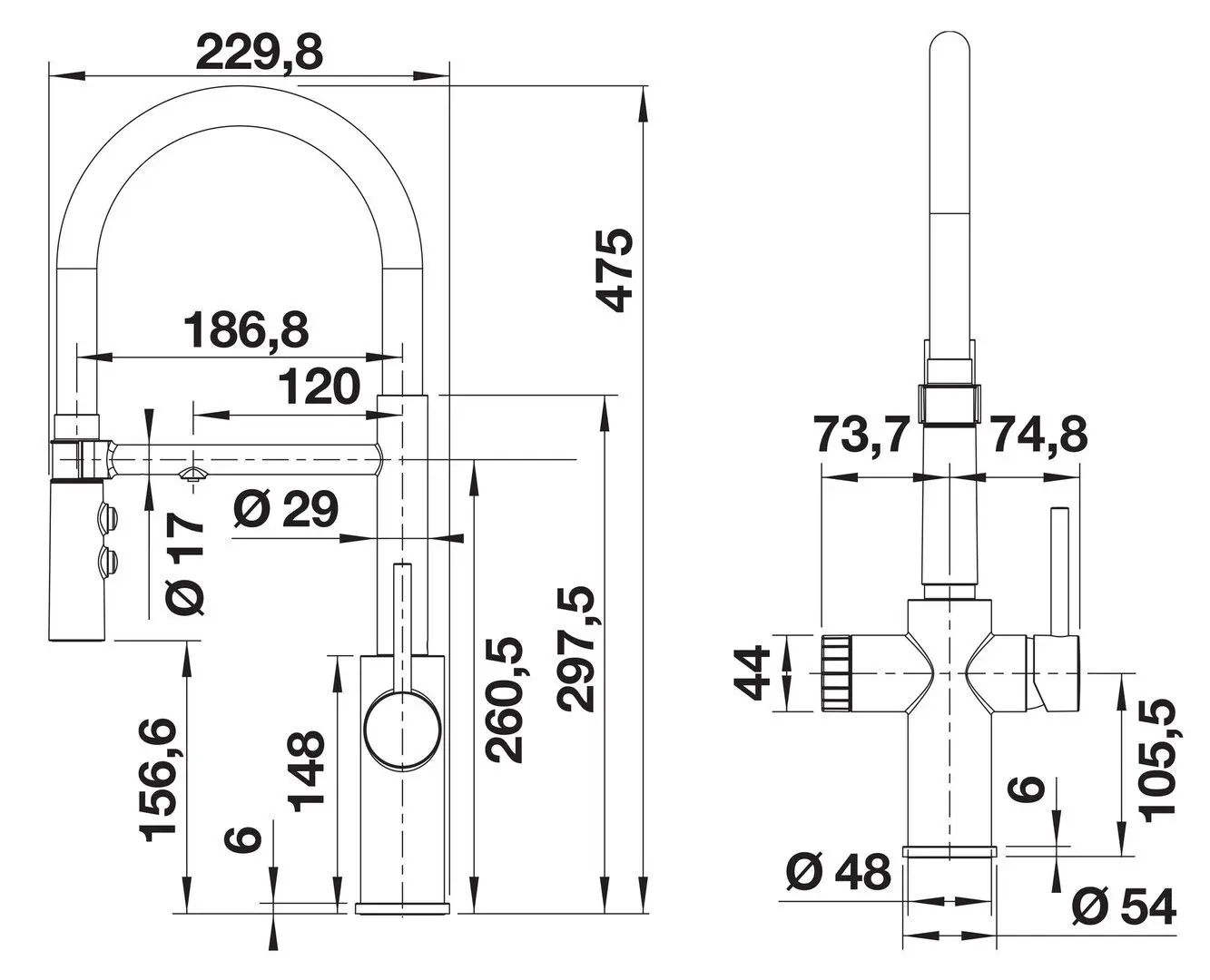 Baterie pentru chiuveta Blanco Catris-S Flexo Filter 526706 (Inox/Black) - 3