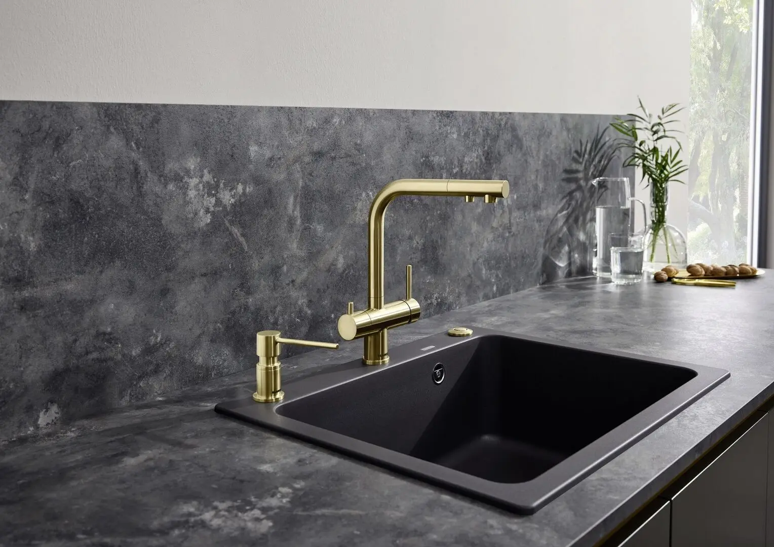 Baterie pentru chiuveta Blanco Fontas II Filter 526692 (Satin Gold) - 2