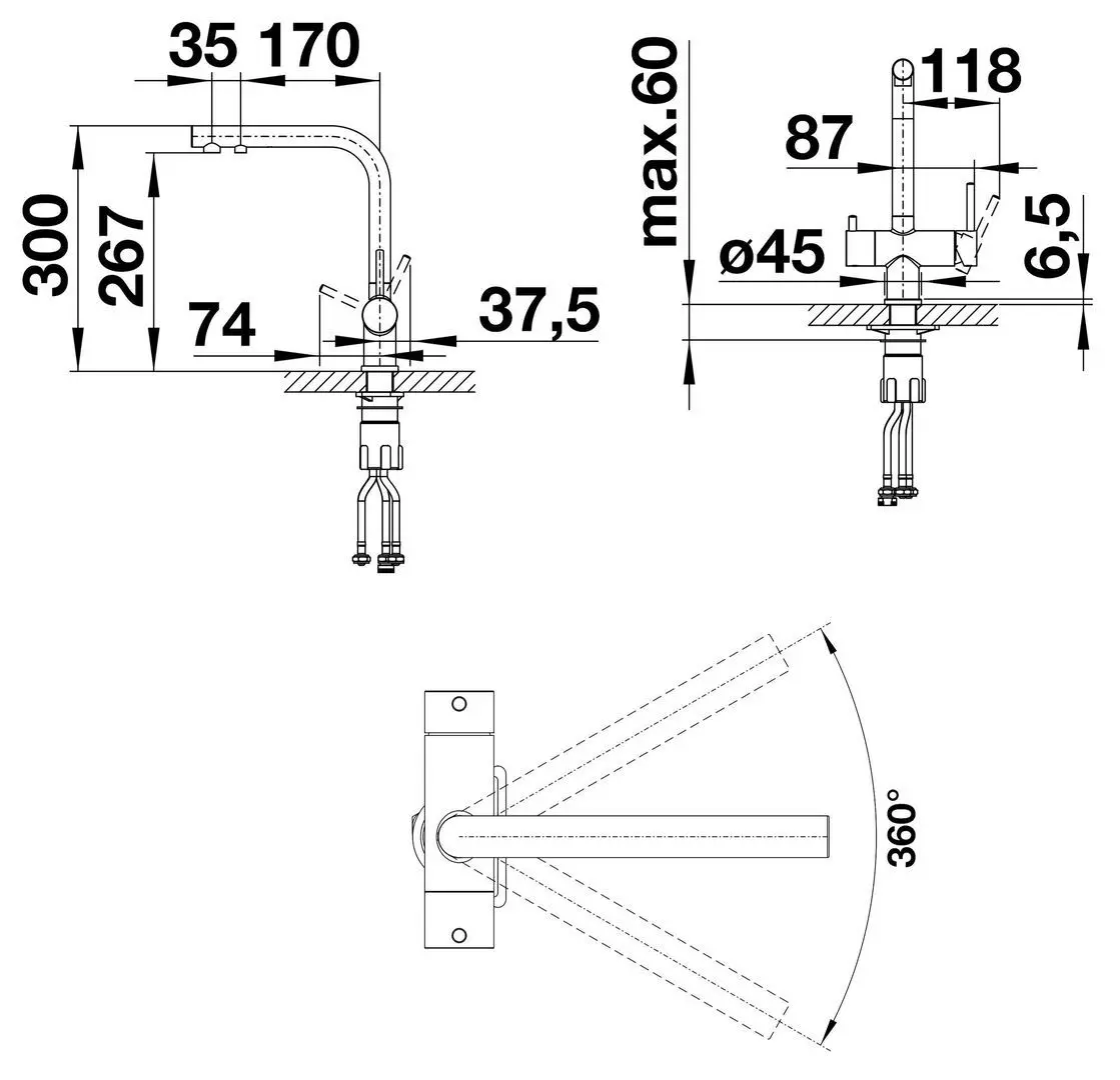 Baterie pentru chiuveta Blanco Fontas II Filter 526692 (Satin Gold) - 3