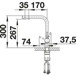 Baterie pentru chiuveta Blanco Fontas II Filter 527736 (Satin Dark Steel) Thumb