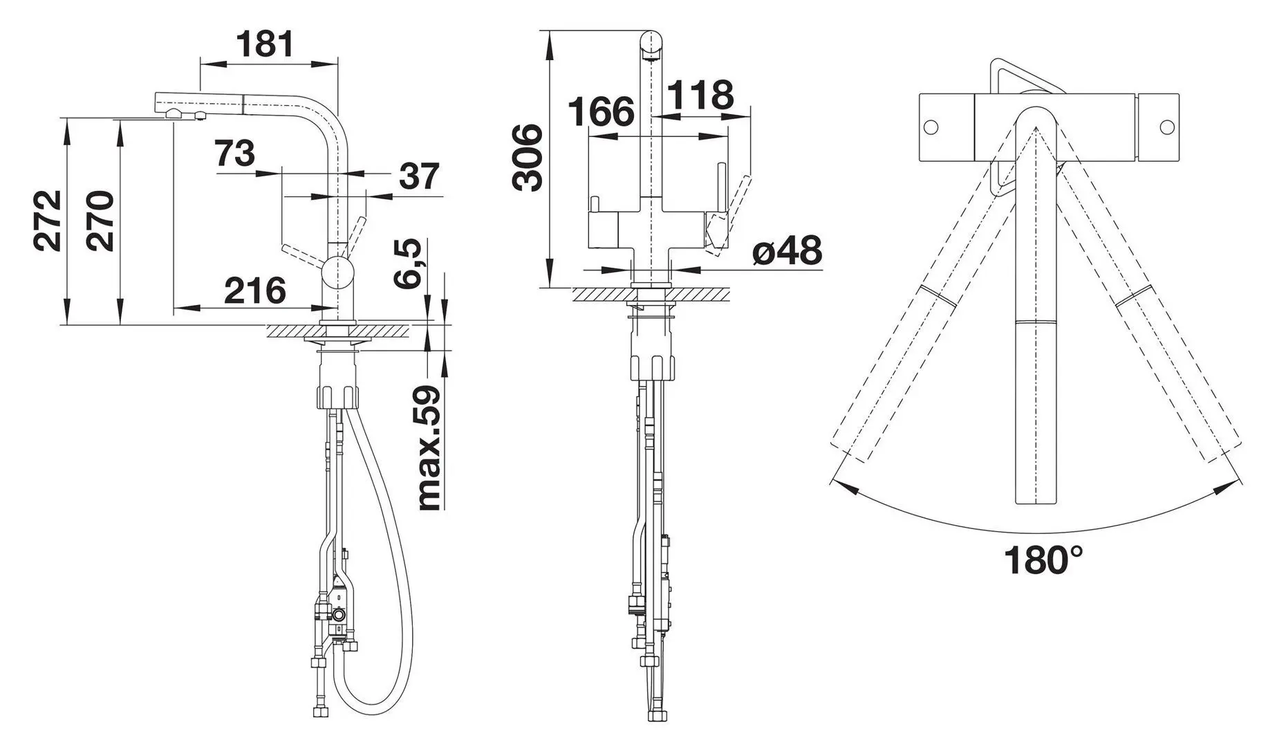 Baterie pentru chiuveta Blanco Fontas-S II Filter 525199 (Inox)