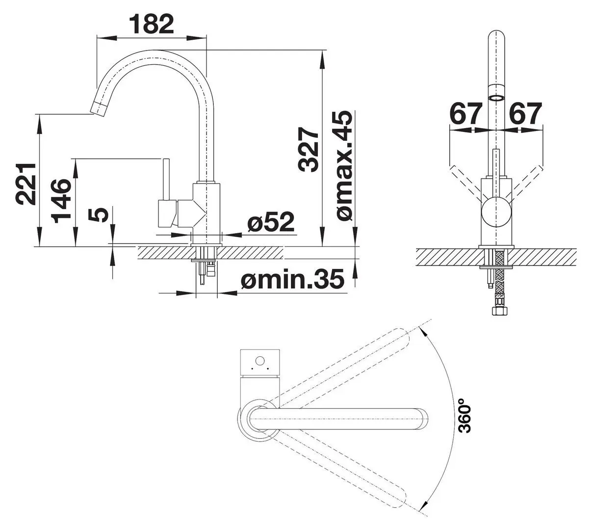 Baterie pentru chiuveta Blanco Mida 517742 (Chrome)