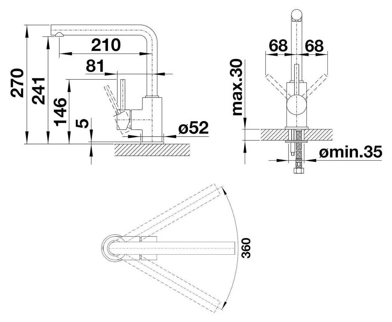 Baterie pentru chiuveta Blanco Mila 526657 (Black Matt)
