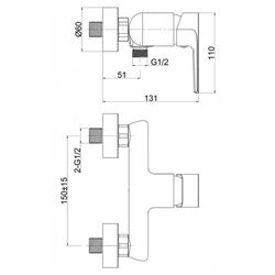 Baterie pentru dus Cersanit Suaro S951-239 (Chrome) Thumb