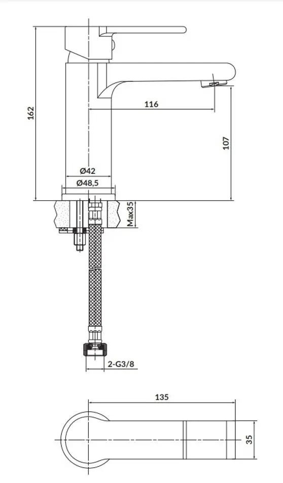 Baterie pentru lavoar Cersanit Brasco S951-367 (Chrome) - 5