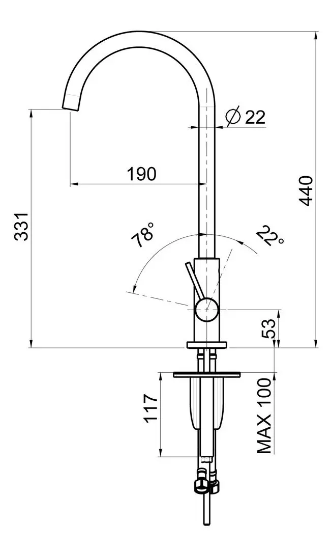 Baterie pentru chiuveta CM SPA MISCINOX L29 9242 (Black) - 2